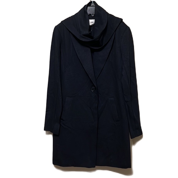 Cabi, Long Sleeves, Attached Slim Scarf, 2-Pocket Coat, Dark Blue, Size Small - Picture 2 of 9